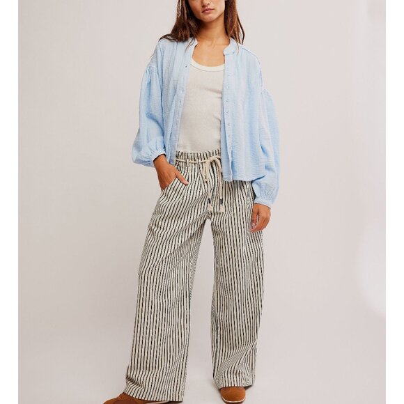 🆕 FREE PEOPLE We The Free Valley Double Cloth Shirt / Ice Water - Picture 5 of 10